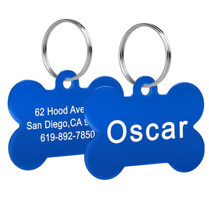 Bone Shaped Pet ID Tag Personalized Dog Cat Name Tags Anti - lost Free Engraving Collar Pendant Bone for Small Medium Large Pet - Furbury
