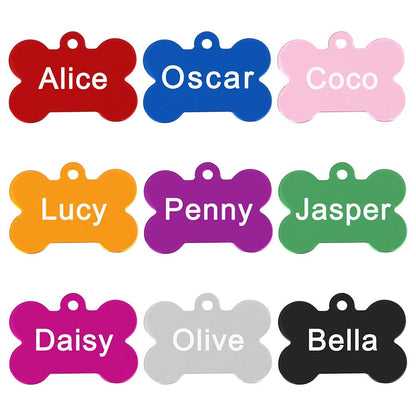 Bone Shaped Pet ID Tag Personalized Dog Cat Name Tags Anti - lost Free Engraving Collar Pendant Bone for Small Medium Large Pet - Furbury