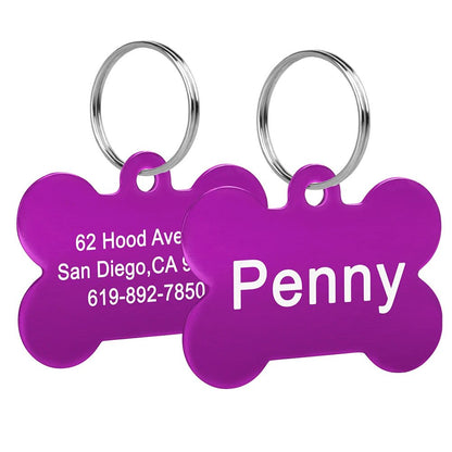 Bone Shaped Pet ID Tag Personalized Dog Cat Name Tags Anti - lost Free Engraving Collar Pendant Bone for Small Medium Large Pet - Furbury