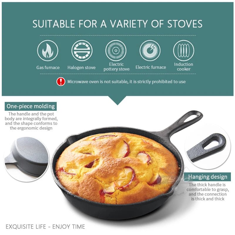 Cast Iron Frying Pan,14/16/20cm Non - stick Skillet Kitchen Fry Pot Breakfast Pan Omelette Pancake Pot Induction Cooking Cookware - Checkouts UK