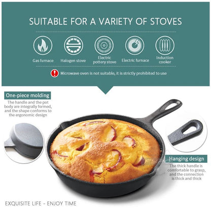 Cast Iron Frying Pan,14/16/20cm Non - stick Skillet Kitchen Fry Pot Breakfast Pan Omelette Pancake Pot Induction Cooking Cookware - Checkouts UK