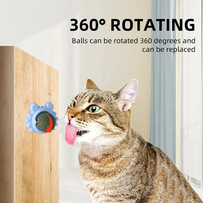 Cats Toys Natural Catnip Cat Rotatable Licking Catnip Wall Ball Toy Freshen Breath Remove Hair Balls Cat Accessories Pet Supply - Furbury