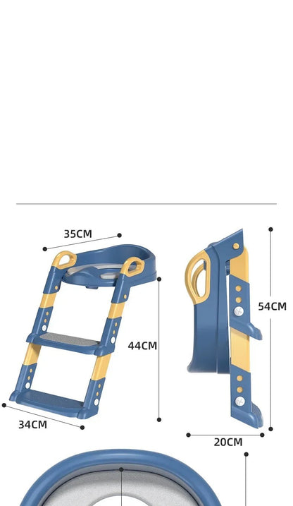 Children's Toilet Seat Stairway Baby Boys and Girls Toilet Folding Stand Step Stool Children's Step Toilet Seat Ring - Checkouts UK