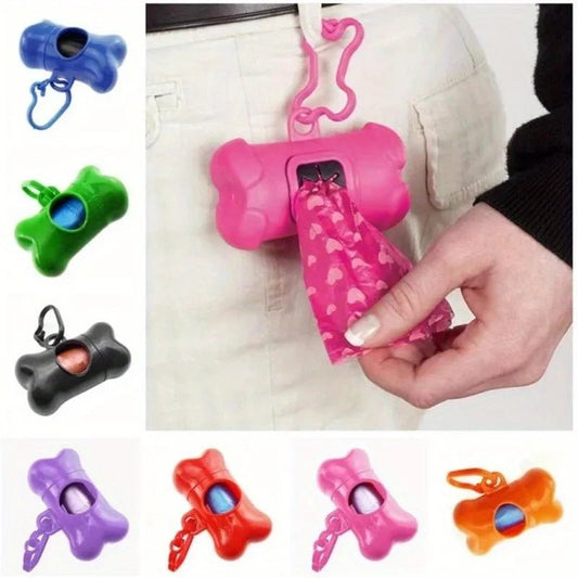 Colorful Bone - Shaped Dog Poop Bag Dispensers With 1 Disposable Bags, Portable Pet Waste Holder, For Outdoor Walks And Training - Furbury