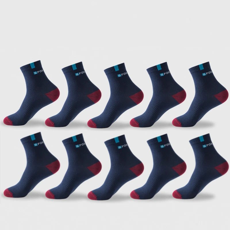Cotton Sock for Men Sport Breathable Soft Letter Fashion Sneakers High Elastic Middle Tube Stocking Towel Sox Summer Running - Checkouts UK