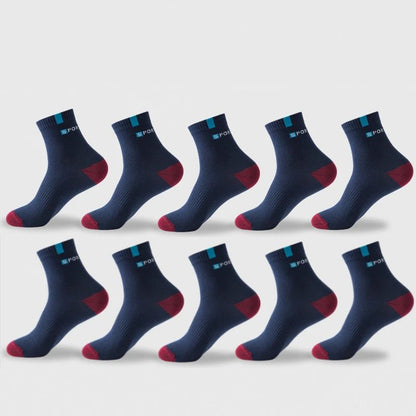 Cotton Sock for Men Sport Breathable Soft Letter Fashion Sneakers High Elastic Middle Tube Stocking Towel Sox Summer Running - Checkouts UK