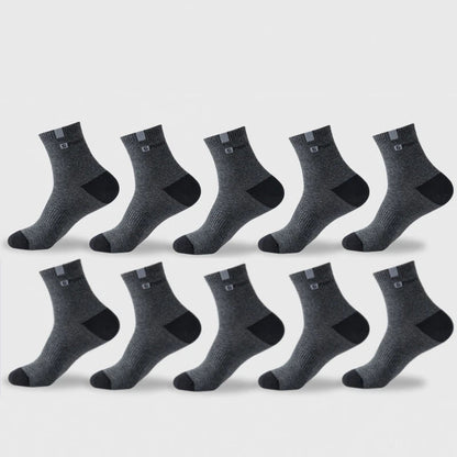 Cotton Sock for Men Sport Breathable Soft Letter Fashion Sneakers High Elastic Middle Tube Stocking Towel Sox Summer Running - Checkouts UK