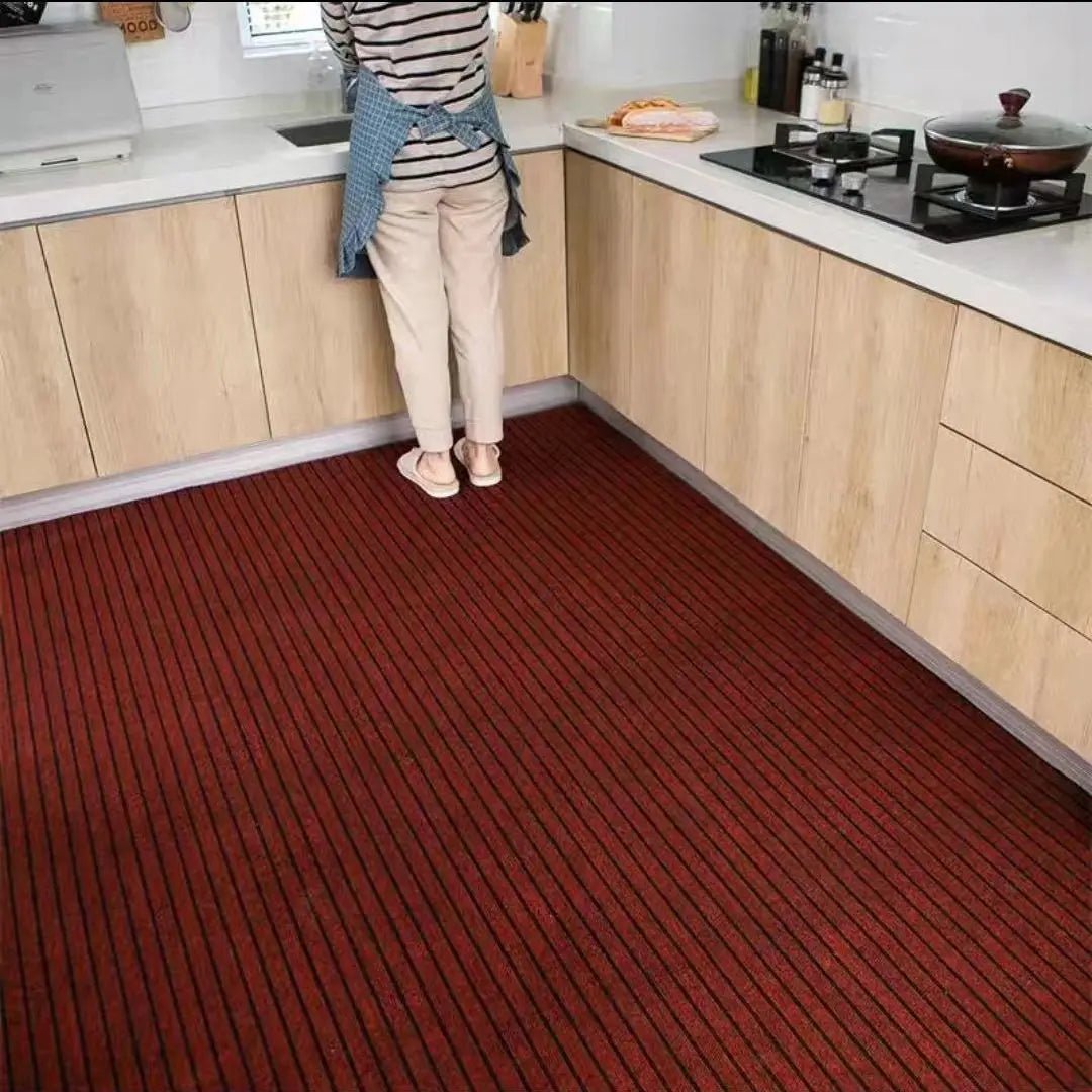 DIY Washable Non - slip Kitchen Mat Doormat Long Corridor Carpet Bathroom Hallway Entrance Solid Color Stripe Kitchen Rug - Checkouts UK