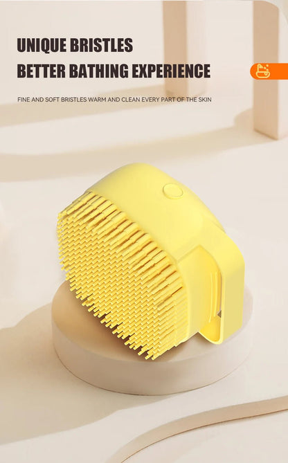 Dog Bathing Brush Pet Massage Brush Shampoo Dispenser Soft Silicone Brush Rubber Bristle for Dogs and Cats Shower Grooming Tool - Checkouts UK