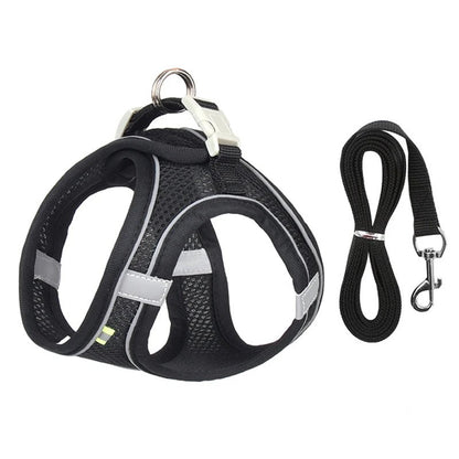Dog Harness Leash Set for Small Dogs Adjustable Puppy Cat Harness Vest French Bulldog Chihuahua Pug Outdoor Walking Lead Leash - Furbury