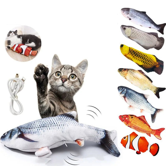 Electric Cat Toy Fish Pet Cat Toys Simulation Fish Swing Kitten Dance Fish Toy Funny Cats Chewing Playing Supplies USB Charging - Furbury