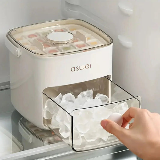 Extra - Large 48 - Ice Cube Maker with Easy Glide Double Layer Food - Grade Tray for Refrigerator Perfect for Whiskey & Cocktails - Checkouts UK