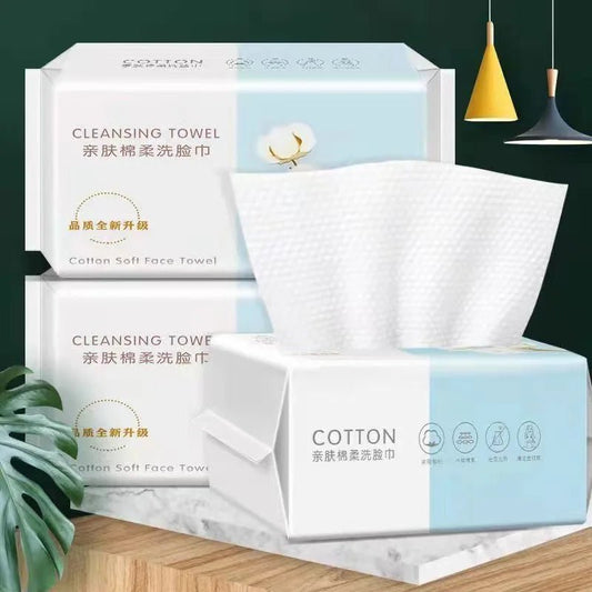 Extra Thick Disposable Facial Towels - Gentle and Absorbent Cotton Makeup Remover Wipes - Checkouts UK