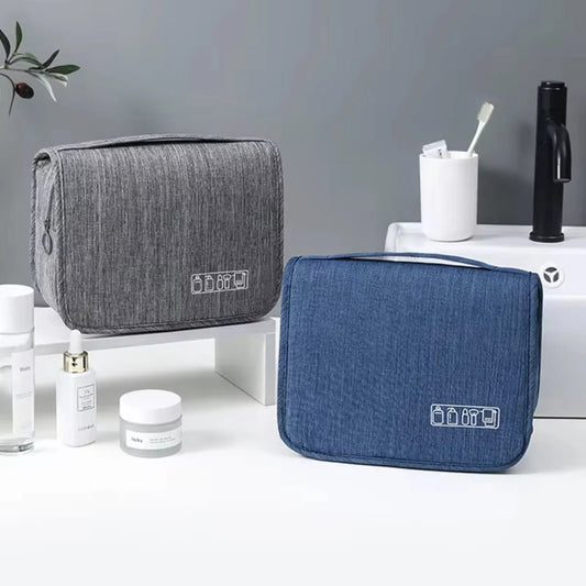 Fabric Men Portable Storage Bag Toiletries Organizer Women Cosmetic Bag Waterproof Hanging Travel Wash Pouch - Checkouts UK