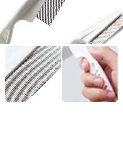 Flea Comb Dog Cat Hair Removal Brush Stainless Steel Dense Teeth Inline Comb Portable Pet Universal Grooming Cleaning Supplies - Checkouts UK