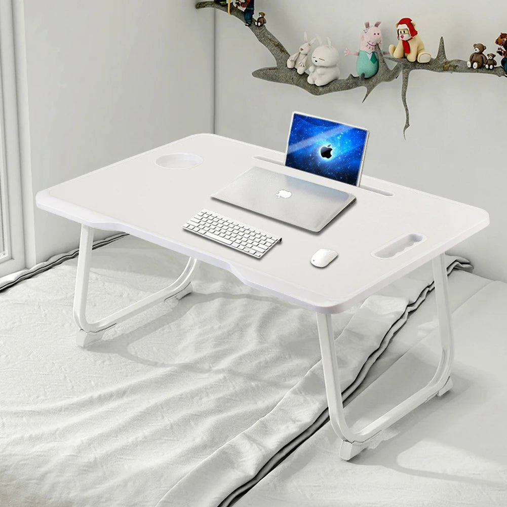 Foldable portable laptop bed desk with drawer for laptop, 60cmW x 42cmD x 28cmH - Checkouts UK