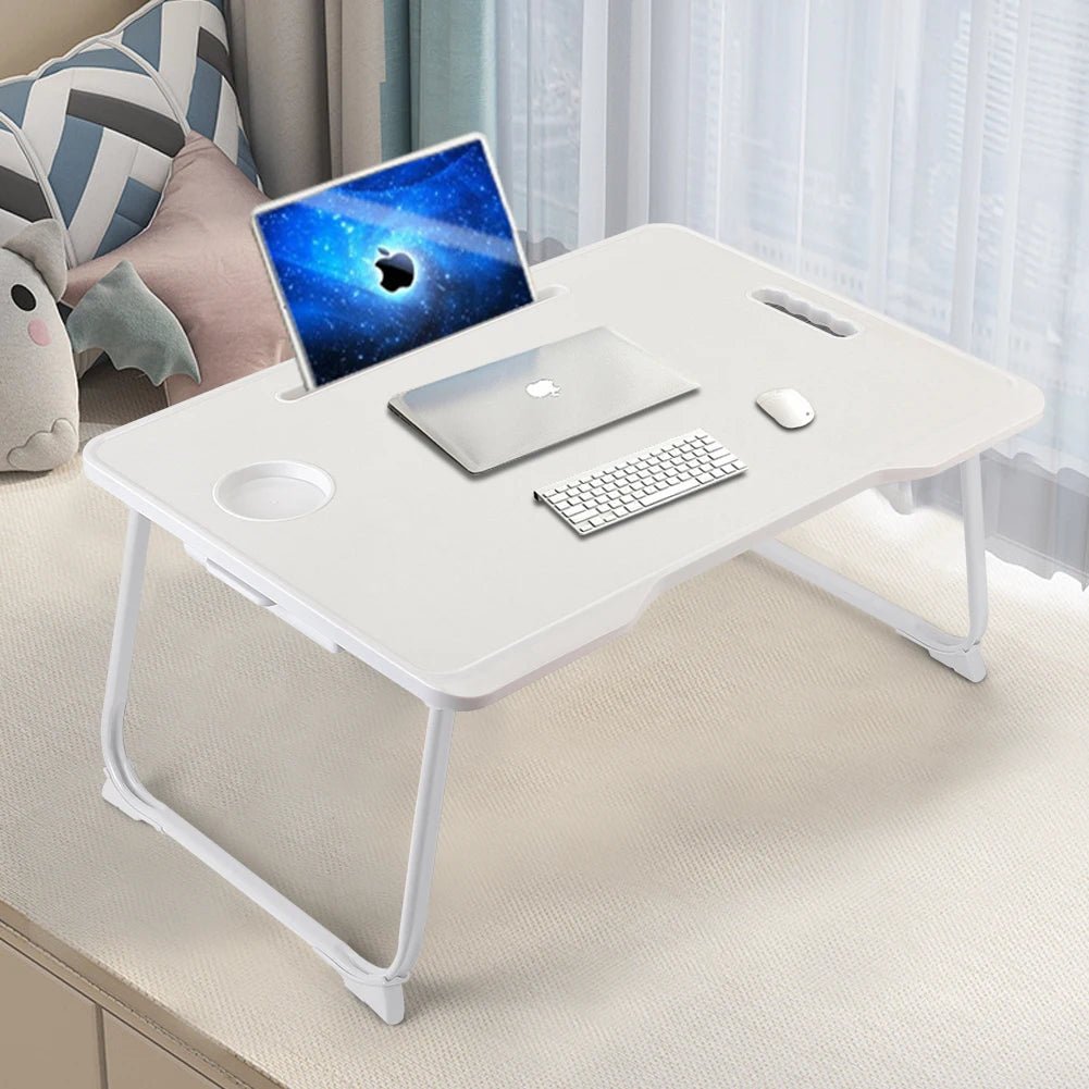 Foldable portable laptop bed desk with drawer for laptop, 60cmW x 42cmD x 28cmH - Checkouts UK