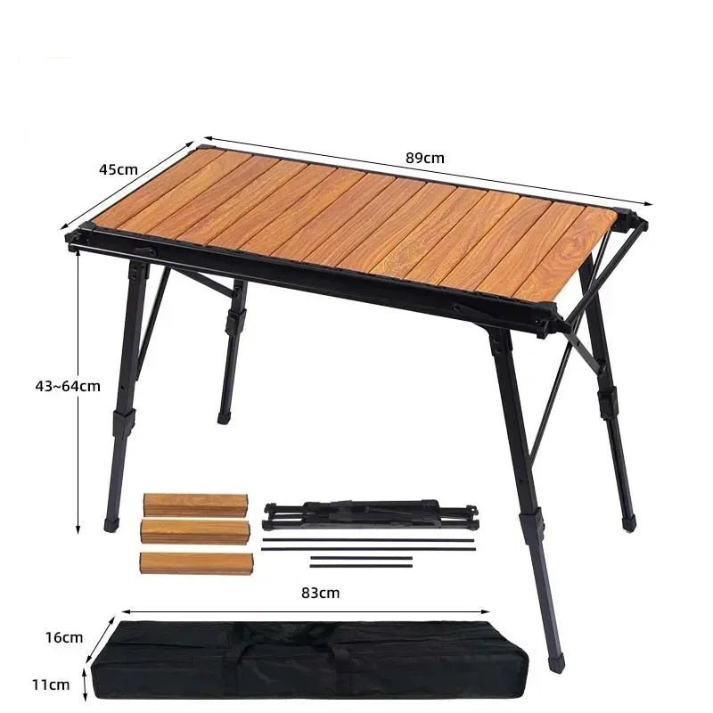 Folding Camping IGT Table Wood Portable Lightweight Camp BBQ Grill Table Removable Outdoor Picnic Fishing Camping Table - Checkouts UK