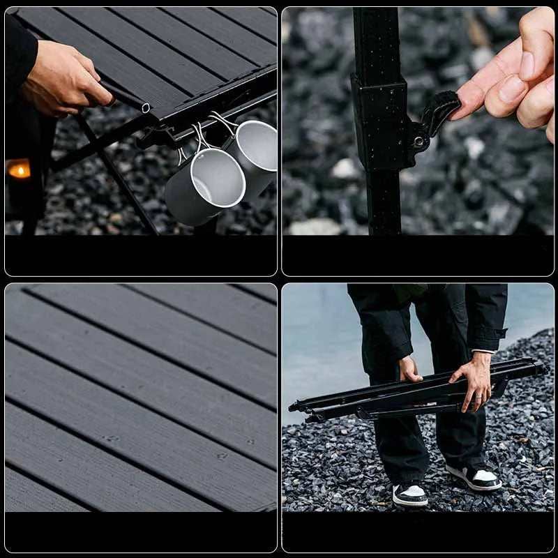 Folding Camping IGT Table Wood Portable Lightweight Camp BBQ Grill Table Removable Outdoor Picnic Fishing Camping Table - Checkouts UK