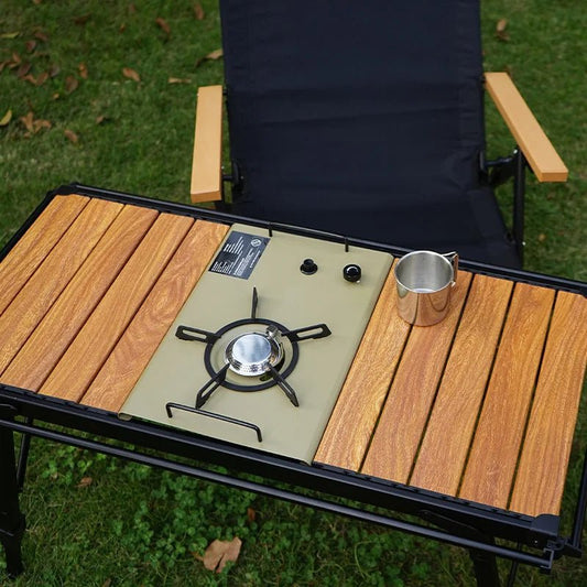 Folding Camping IGT Table Wood Portable Lightweight Camp BBQ Grill Table Removable Outdoor Picnic Fishing Camping Table - Checkouts UK