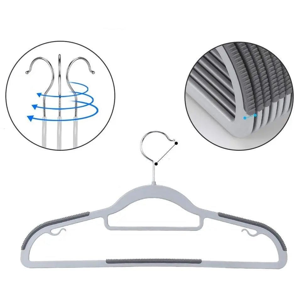 Heavy Duty Standard Plastic Hangers 50 Pack with Non - Slip Design 360°Swivel Hook Space Saving Organizer for Bedroom Closet,Shirt - Checkouts UK