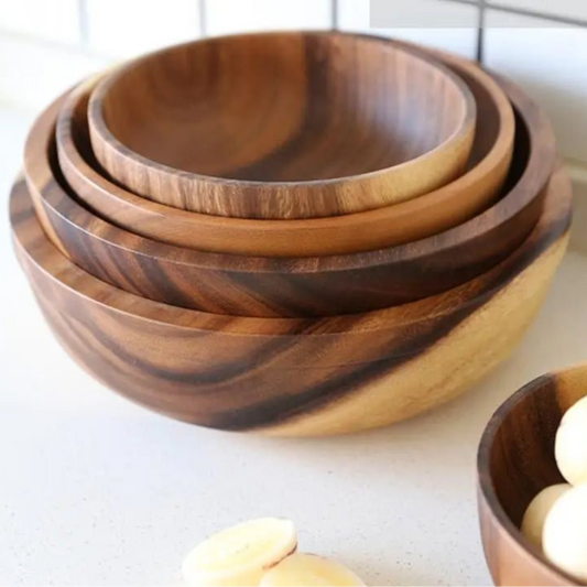 Kitchen Natural Wooden Bowl Household Fruit Bowl Salad Bowl For Home Restaurant Food Container Wooden Utensils Note The Size hot - Checkouts UK
