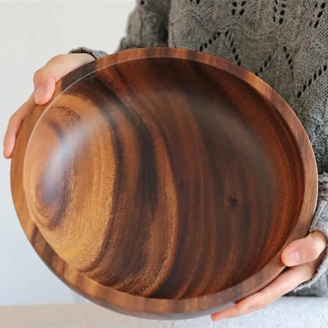 Kitchen Natural Wooden Bowl Household Fruit Bowl Salad Bowl For Home Restaurant Food Container Wooden Utensils Note The Size hot - Checkouts UK