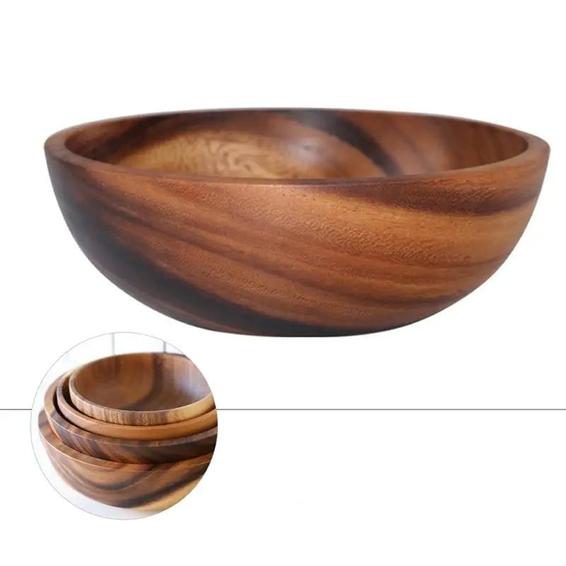 Kitchen Natural Wooden Bowl Household Fruit Bowl Salad Bowl For Home Restaurant Food Container Wooden Utensils Note The Size hot - Checkouts UK