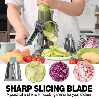 LMETJMA 3 in 1 Rotary Cheese Grater Versatile Manual Vegetable Slicer Peanut Nuts Grinder Cheese Vegetable Shredder Clear JT242 - Checkouts UK