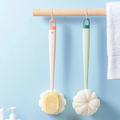 Loofah Back Scrubber Long Handle Shower Body Brush with Soft Mesh Sponge for Women Skin Exfoliating Bath, Massage - Checkouts UK