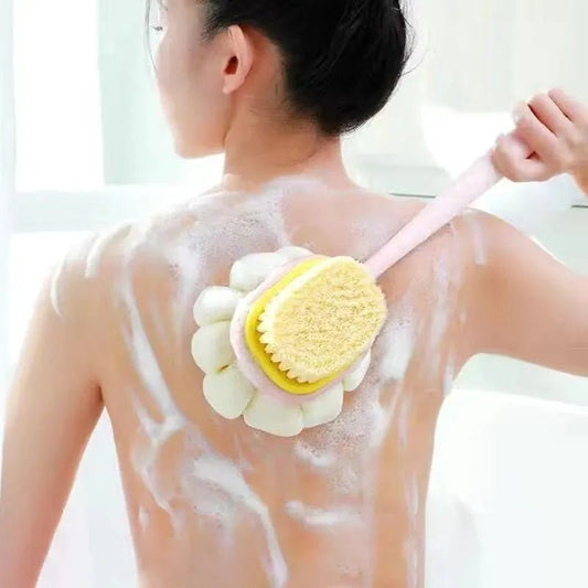 Loofah Back Scrubber Long Handle Shower Body Brush with Soft Mesh Sponge for Women Skin Exfoliating Bath, Massage - Checkouts UK