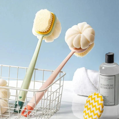 Loofah Back Scrubber Long Handle Shower Body Brush with Soft Mesh Sponge for Women Skin Exfoliating Bath, Massage - Checkouts UK