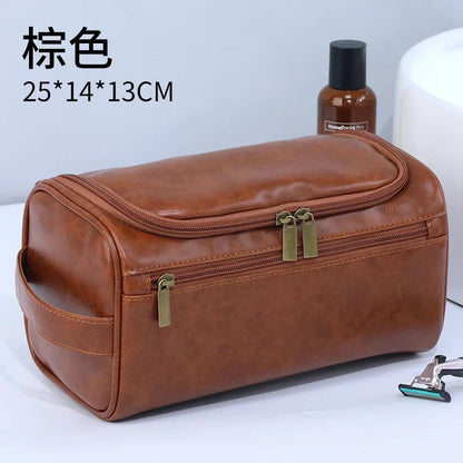 Men Vintage Luxury Toiletry Bag Travel Necessary Business Cosmetic Makeup Cases Male Hanging Storage Organizer Wash Bags - Checkouts UK