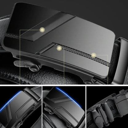 Men's High - Quality Belt 110cm 120cm 130cm Luxury Belt, Black Men's Automatic Buckle Jeans Men's Belt Suit Belt - Checkouts UK