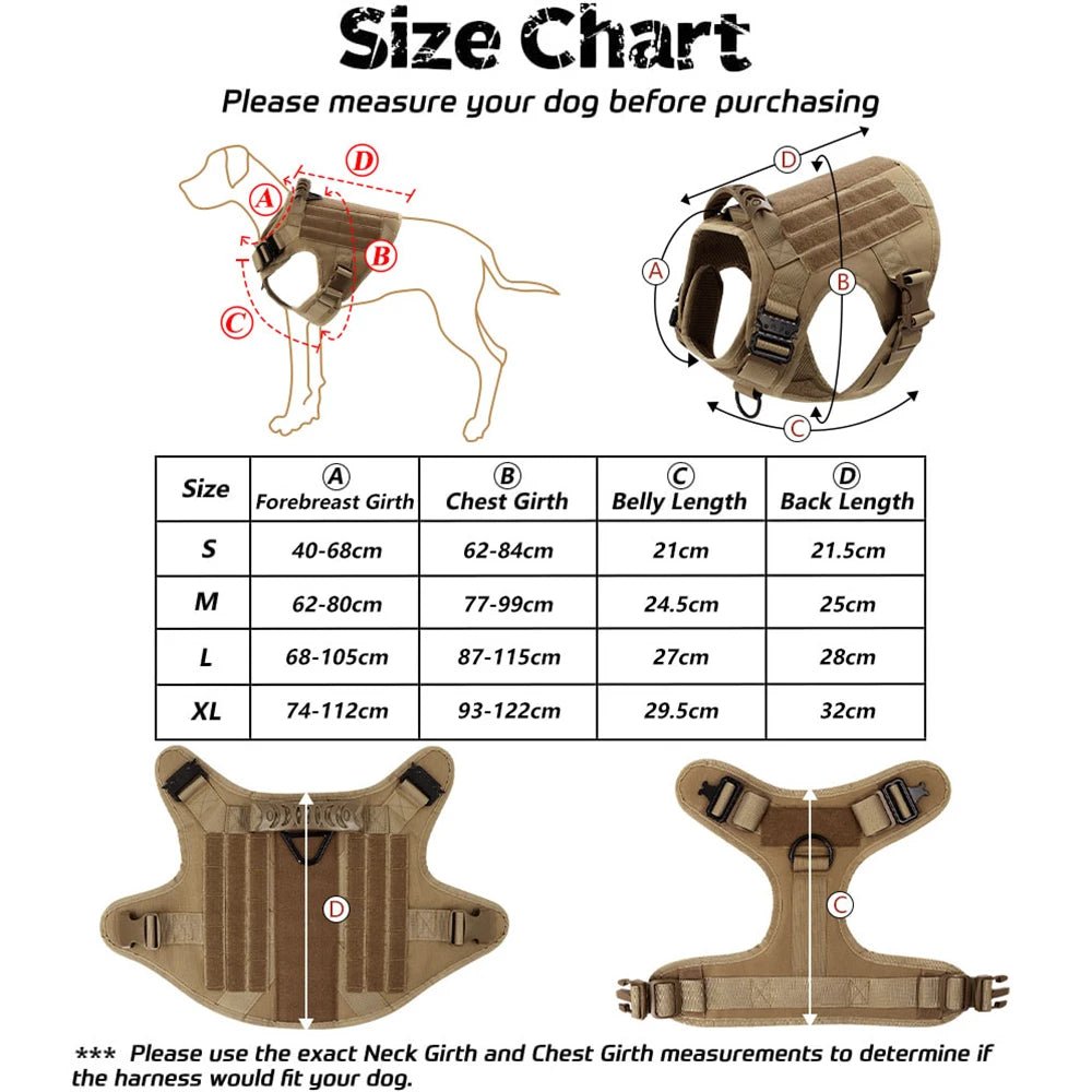 Military Large Dog Harness Training Pet Vest for French Bulldog German Shepherd Malinois Tactical Harnesses For Dogs Accessories - Checkouts UK