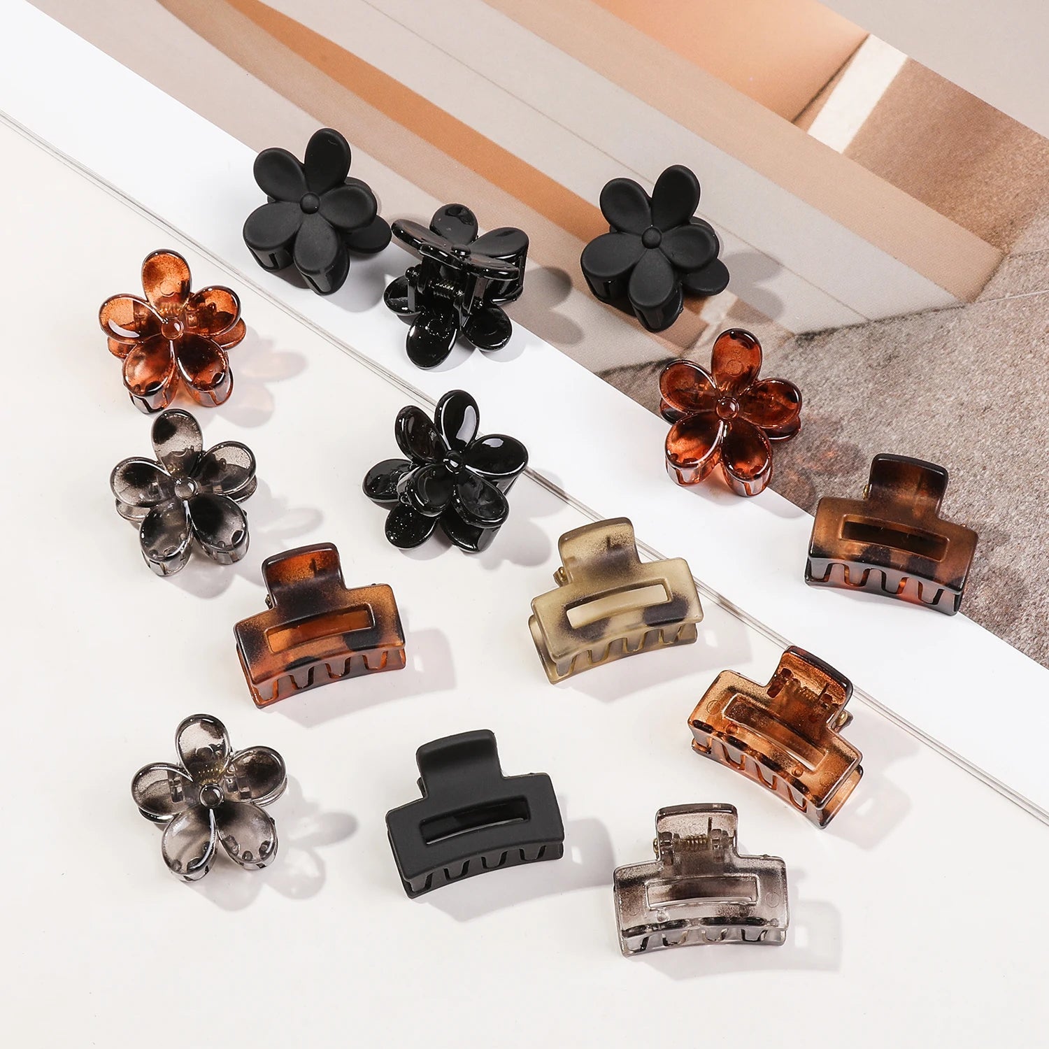 Mini Flower Hair Clips Pack for Women - Creaseless Styling Claw Clips for Bangs and Tiny Hair Styling - Checkouts UK