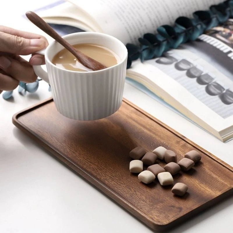 Natural Wooden Tray Rectangular Plate Fruit Snacks Food Storage Trays Hotel Home Serving Tray Decorate Supplies - Checkouts UK
