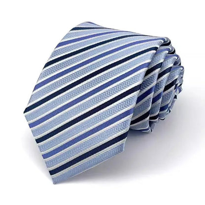 NEW 8cm Tie for Man Tie Luxury Striped Stripes Blue Navy Business Neck Tie Suit Cravat Wedding Party Necktie Men Gift - Checkouts UK