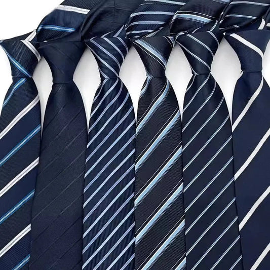 NEW 8cm Tie for Man Tie Luxury Striped Stripes Blue Navy Business Neck Tie Suit Cravat Wedding Party Necktie Men Gift - Checkouts UK