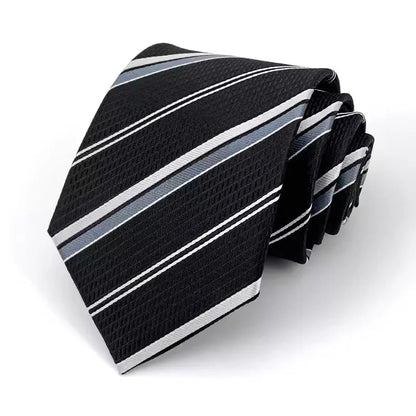 NEW 8cm Tie for Man Tie Luxury Striped Stripes Blue Navy Business Neck Tie Suit Cravat Wedding Party Necktie Men Gift - Checkouts UK