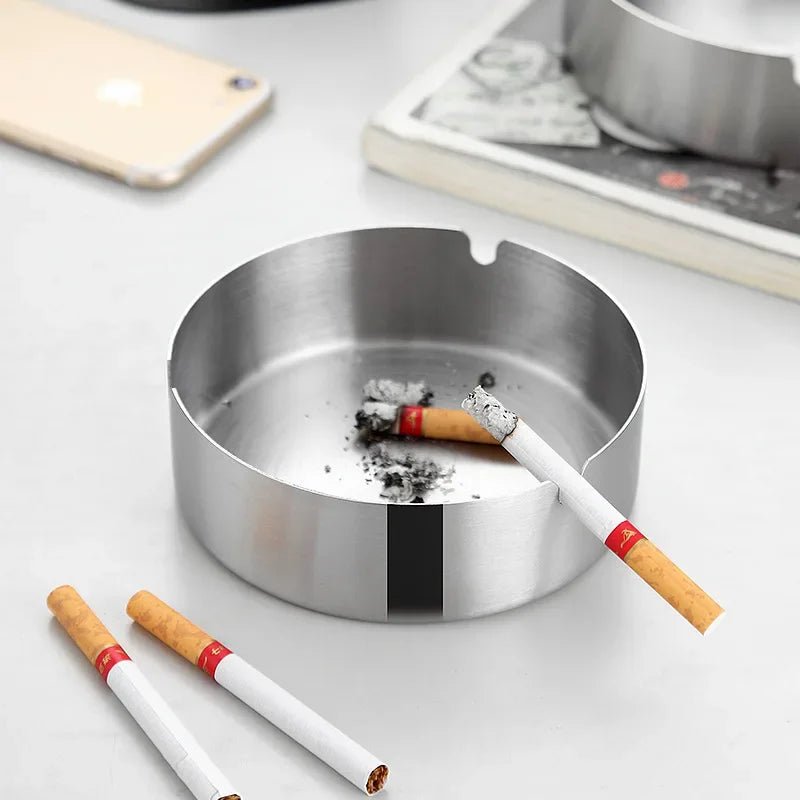 New Creative Ashtrays With Lid Walnut Wood Desktop Ashtray Stainless Steel Windproof Ash Tray for Smoking Office Home Decoration - Checkouts UK