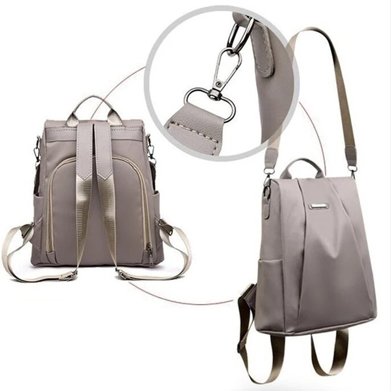 New Women's Multifunction Backpack Casual Solid Color School Bag For Girls Fashion Detachable Strap Travel Shoulder Bag - Checkouts UK