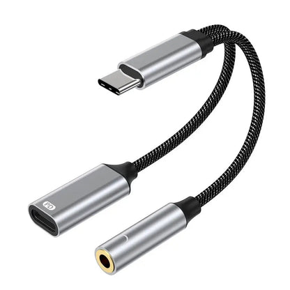 NIERBO 2 in 1 USB C to 3.5mm Headphone and Charger Adapter USB C PD 3.0 Port to Aux Audio Jack Fast Charging Dongle Cable Cord - Checkouts UK