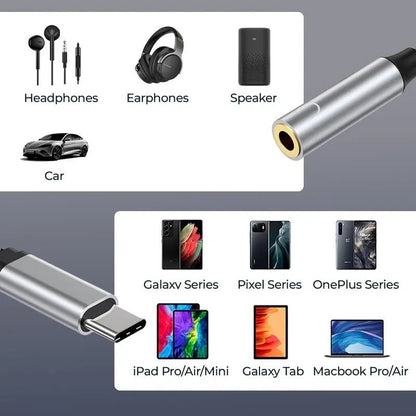 NIERBO 2 in 1 USB C to 3.5mm Headphone and Charger Adapter USB C PD 3.0 Port to Aux Audio Jack Fast Charging Dongle Cable Cord - Checkouts UK