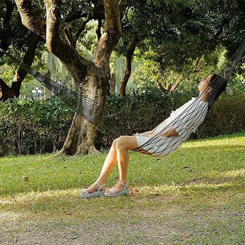 Nylon Rope Meshy Hammock for Outdoor Sleeping Net Bed with Rope Portable Camping Garden Beach Yard Travel Swing Hanging Bed - Checkouts UK