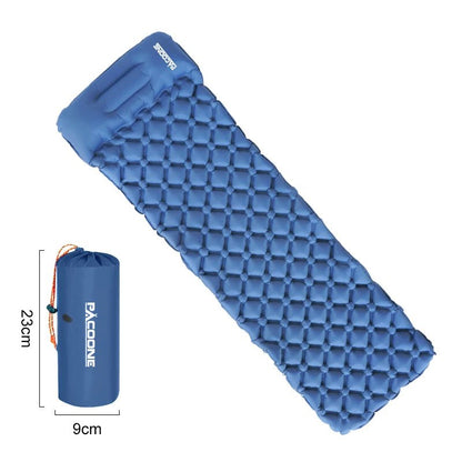 Outdoor Camping Sleeping Pad Folding Sleep Mat Beach Inflat Mattress with Pillows Ultralight Air Mat Travel Hiking New - Checkouts UK