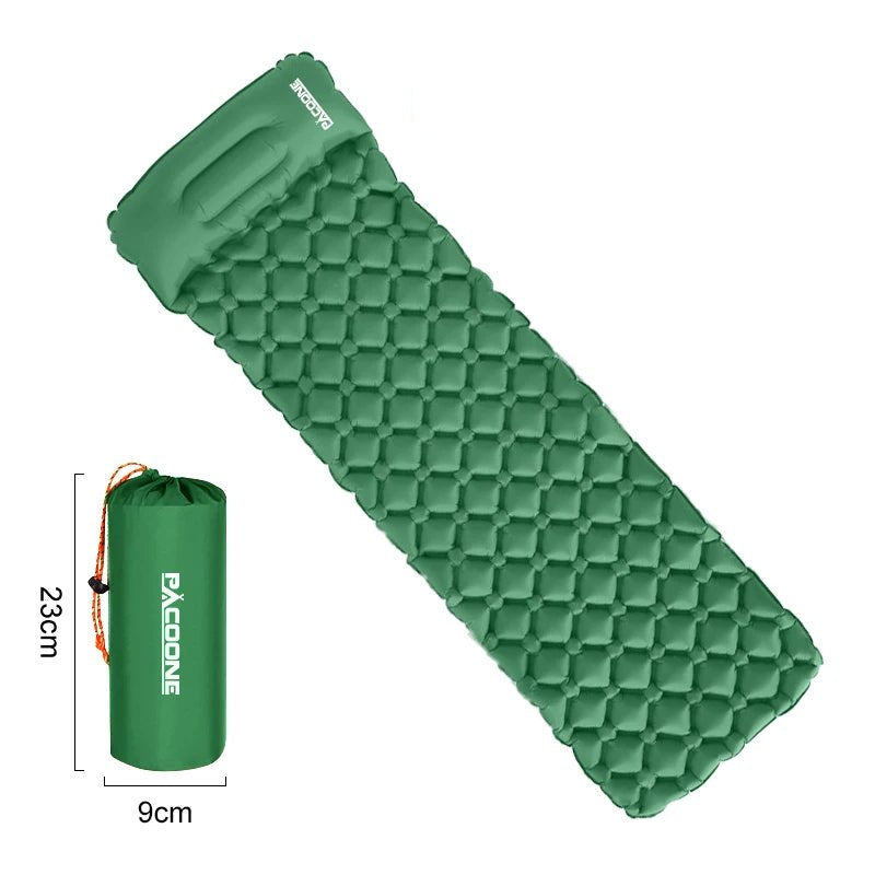 Outdoor Camping Sleeping Pad Folding Sleep Mat Beach Inflat Mattress with Pillows Ultralight Air Mat Travel Hiking New - Checkouts UK
