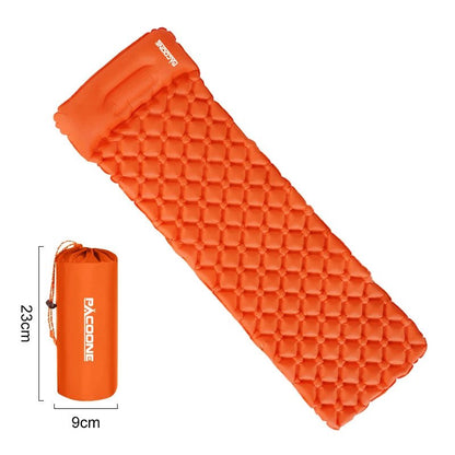 Outdoor Camping Sleeping Pad Folding Sleep Mat Beach Inflat Mattress with Pillows Ultralight Air Mat Travel Hiking New - Checkouts UK