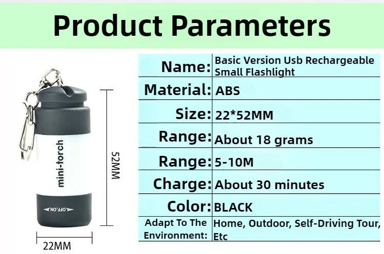 Outdoor Keychain Flashlight Rechargeable LED Mini Pocket Flashlight For Camping Hiking Emergencies - Checkouts UK