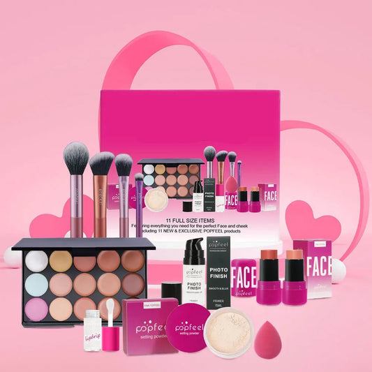 POPFEEL All In One Makeup Kit Eyeshadow Powder Lipgloss Lipoil,Valentine's Day Gift for Girls Women - Checkouts UK